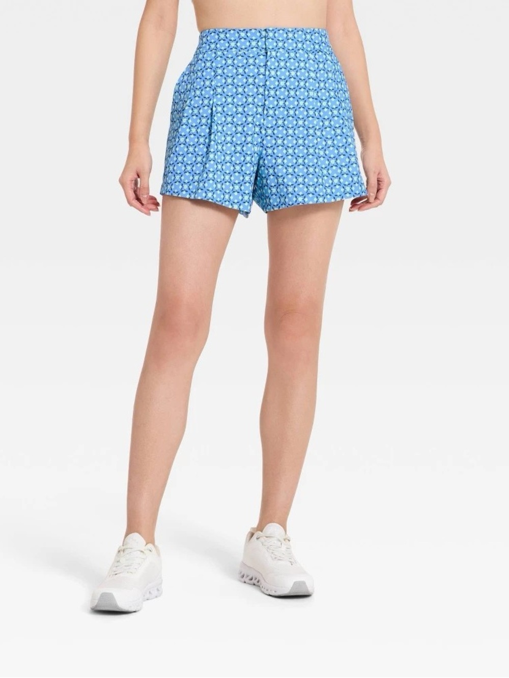 Women's Woven High-Rise Pleated Golf Shorts - All in Motion Blue Floral Print XL - Picture 7 of 7
